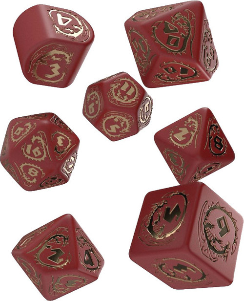 Dice and Gaming Accessories Polyhedral RPG Sets: Red and Orange - Dragons: Dice Set Red/Gold (7)