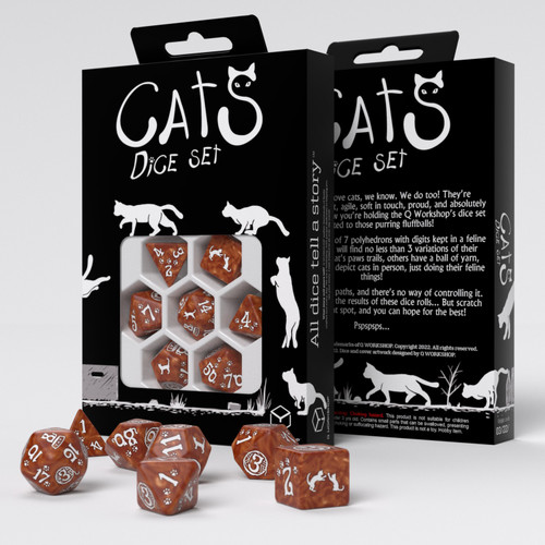 Dice and Gaming Accessories Polyhedral RPG Sets: Red and Orange - Cats: Dice Set Muffin (7)