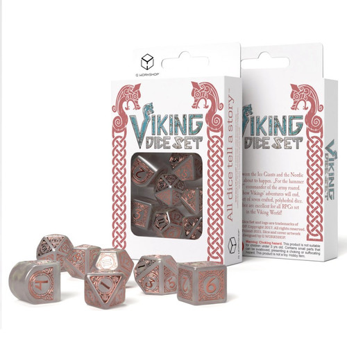 Dice and Gaming Accessories Polyhedral RPG Sets: White and Clear - Viking: Dice Set Mjolnir (7)