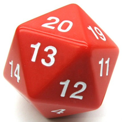 Dice and Gaming Accessories Other Gaming Accessories: Opaque: 55mm D20 Spindown Red/white