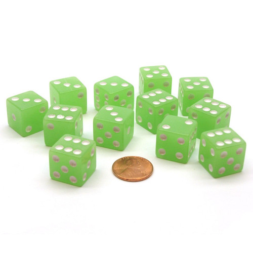 Dice and Gaming Accessories D6 Sets: d6Cube16mmGLOW LIwh (12)