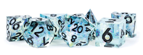 Dice and Gaming Accessories Polyhedral RPG Sets: Handcrafted Sharp Edge Resin Dice Set: Captured Frost (7)