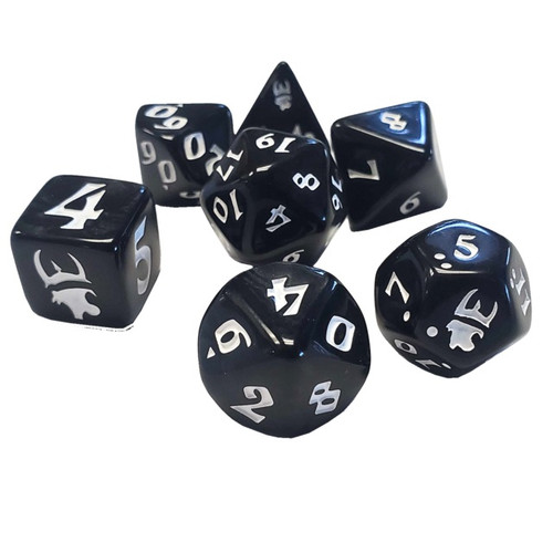 Dice and Gaming Accessories Polyhedral RPG Sets: Polyhedral Dice Set (7): Munchkin - Black/White