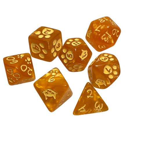 Dice and Gaming Accessories Polyhedral RPG Sets: Polyhedral Dice Set (7): Kitten - Orange