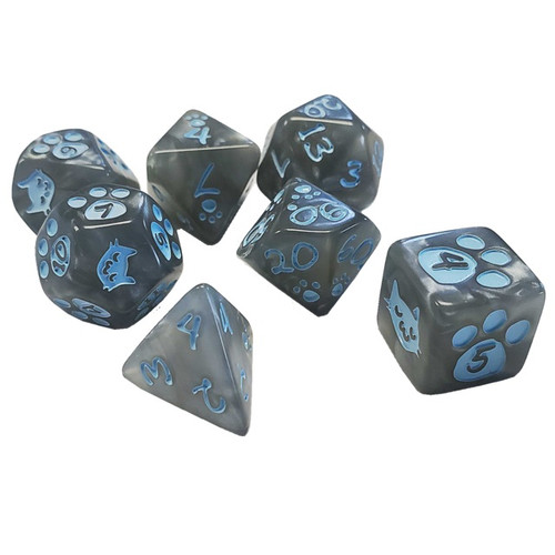 Dice and Gaming Accessories Polyhedral RPG Sets: Polyhedral Dice Set (7): Kitten - Gray