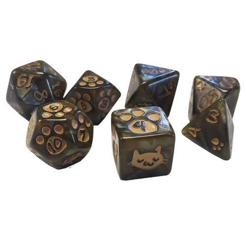 Dice and Gaming Accessories Polyhedral RPG Sets: Polyhedral Dice Set (7): Kitten - Brown