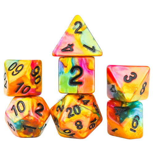 Dice and Gaming Accessories Polyhedral RPG Sets: RPG Dice Set (7): Rainbow Gold