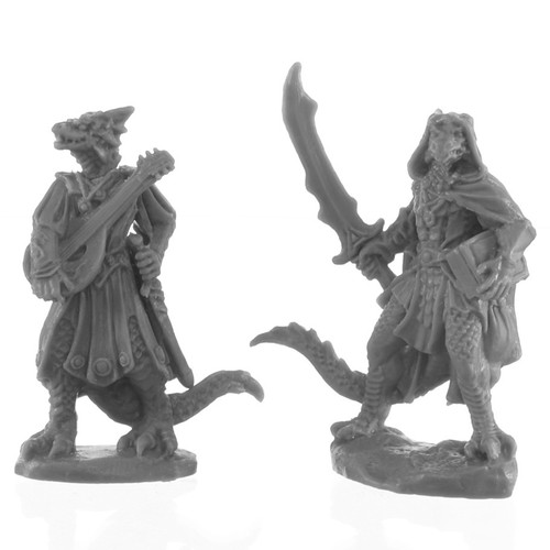 Reaper Miniatures: Bones Black: Dragonfolk Bard and Thief