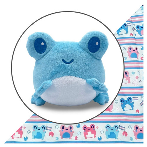 Stuffed Toys: Plushie Tote: Blue Frog/Transgender Pride