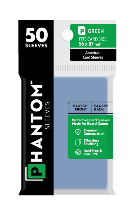 Card Sleeves: Phantom Sleeves: Green Size (56mm x 87mm) - Gloss/Gloss (50)