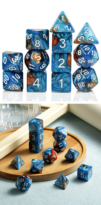 Dice and Gaming Accessories Polyhedral RPG Sets: Blue and Turquoise - Betta - Acrylic (12)