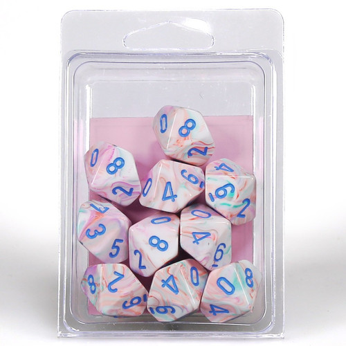 Dice and Gaming Accessories D10 Sets: Swirled - Menagerie: D10 Festive Pop Art/Blue (10)