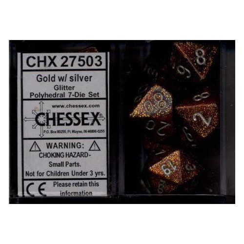 Dice and Gaming Accessories Polyhedral RPG Sets: Glitter - Glitter: Gold/Silver (7)