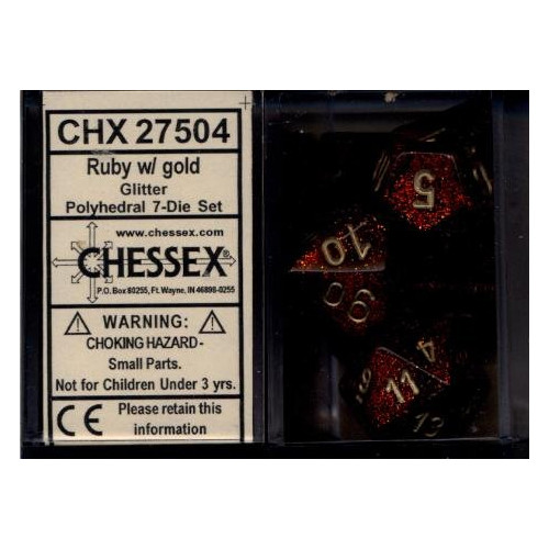 Dice and Gaming Accessories Polyhedral RPG Sets: Glitter - Glitter: Ruby/Gold (7)