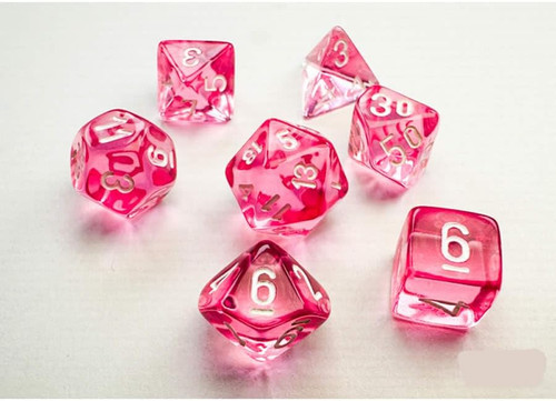 Dice and Gaming Accessories Polyhedral RPG Sets: Purple and Pink - Mini Translucent Polyhedral: Pink/white (7)