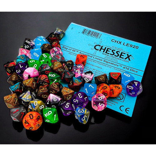 Dice and Gaming Accessories Bag of 50: Mini Assorted Loose d10s 
