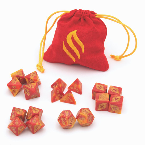 Dice and Gaming Accessories Polyhedral RPG Sets: Fire Damage (18)