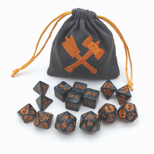 Dice and Gaming Accessories Polyhedral RPG Sets: Acrylic Marble/Copper Bludgeoning Damage Dice Set  (14)