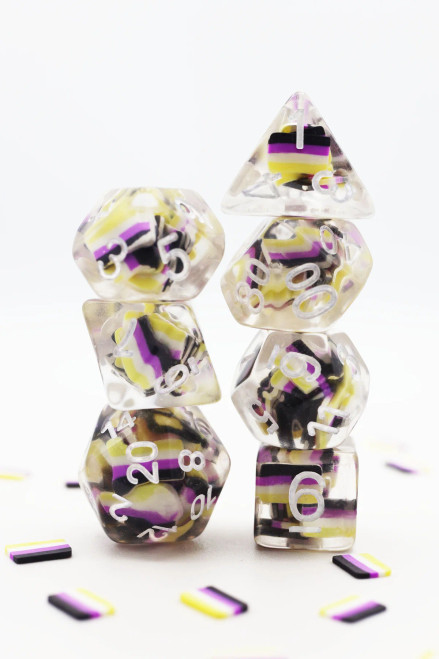 Dice and Gaming Accessories Polyhedral RPG Sets: Stuff-Inside - Nonbinary Flag (7)