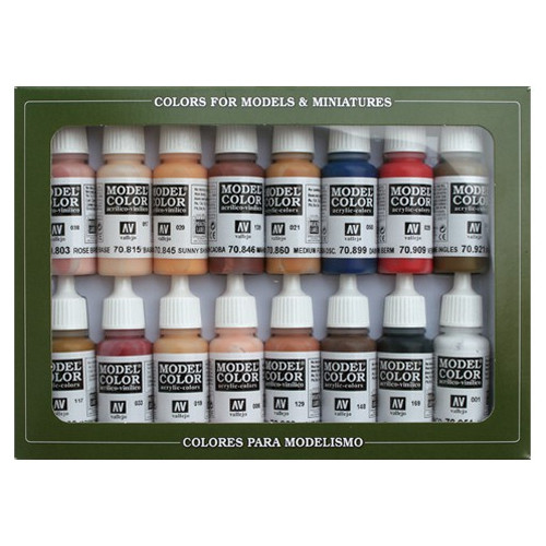 Paint: Vallejo - Paint Sets Set: Intro 8 Colors with 2 Brushes and