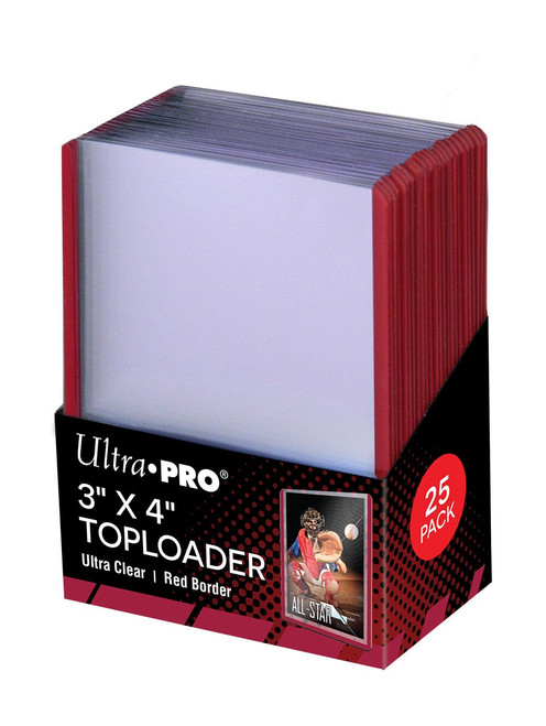 Card Sleeves: 3" x 4" Red Border Toploader (25)
