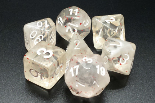 Dice and Gaming Accessories Polyhedral RPG Sets: White and Clear - Particles - Red Ice (7)