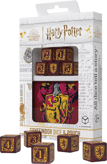 Dice and Gaming Accessories Q-Workshop: Harry Potter Gryffindor D6 Dice & Pouch Set