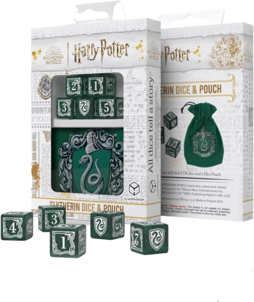 Dice and Gaming Accessories Q-Workshop: Harry Potter Slytherin D6 Dice & Pouch Set