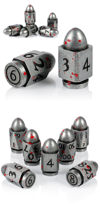 Dice and Gaming Accessories Polyhedral RPG Sets: Multicolored - Blood & Iron Bullet - Metal and Enamel (7)