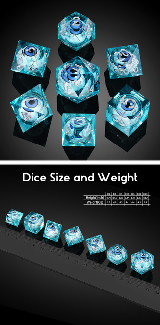 Dice and Gaming Accessories Polyhedral RPG Sets: Stuff-Inside - Blue Eyeball - Sharp Edge Resin (7)