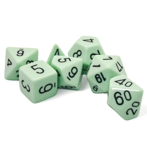 Dice and Gaming Accessories Polyhedral RPG Sets: Opaque: Pastel Green/Black (7)