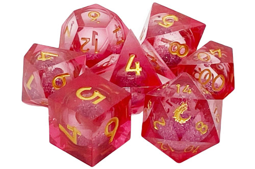 Dice and Gaming Accessories Polyhedral RPG Sets: Red and Orange - Crimson Fury - Sharp Edged Liquid Infused (7)