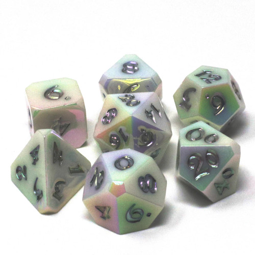 Dice and Gaming Accessories Polyhedral RPG Sets: Metal and Metallic - Silver Linings (7)
