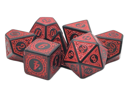 Dice and Gaming Accessories Polyhedral RPG Sets: Red and Orange - Magical Runes - Red (7)