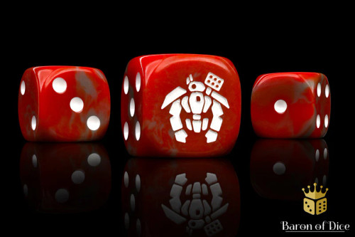 Dice and Gaming Accessories D6 Sets: Red and Orange - Crisis Robot Dice - Red (25) Round Corner 