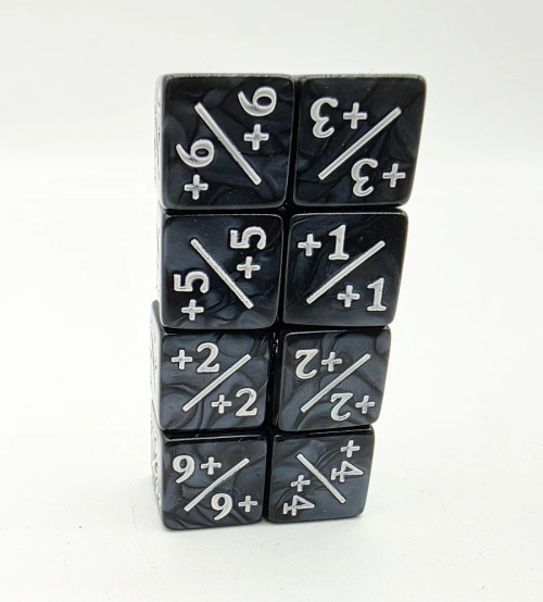 Dice and Gaming Accessories Other Gaming Accessories: +1/+1 Pearl Black Counters with White (8)