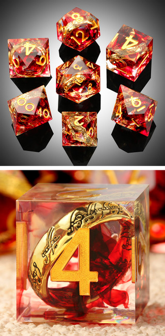 Dice and Gaming Accessories Polyhedral RPG Sets: Stuff-Inside - That Other Ring (Red) - Sharp Edge Resin (7)