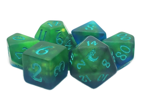 Dice and Gaming Accessories Polyhedral RPG Sets: Stuff-Inside - Infused - Frosted Firefly - Green Mist (7)