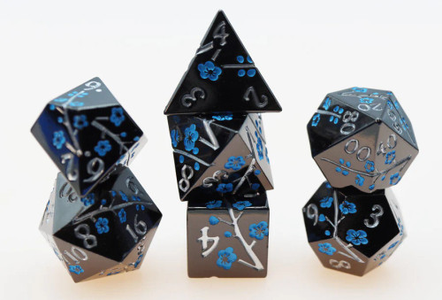 Dice and Gaming Accessories Polyhedral RPG Sets: Black and Grey - Metallic Bouquet: Dark Blue Pimpernel - Metal (7)