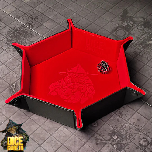 Dice and Gaming Accessories Dice Towers and Trays: Red Dice Goblin Hexagon Snap Folding Dice Tray