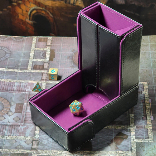Dice and Gaming Accessories Dice Towers and Trays: The Keep: Compact Magnetic Dice Tower and Dice Tray - Purple