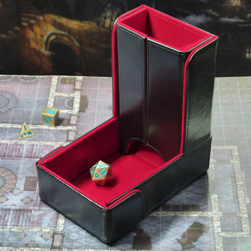 Dice and Gaming Accessories Dice Towers and Trays: The Keep: Compact Magnetic Dice Tower and Dice Tray - Red