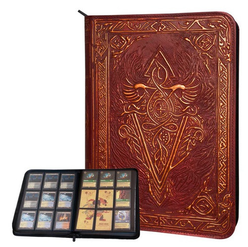 Card Binders & Pages: Red Faux-Leather Trading Card Binder