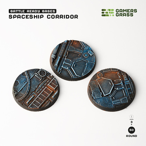 Basing Material and Textures: Battle Ready Bases: Spaceship Corridor - Round 50mm (x3)