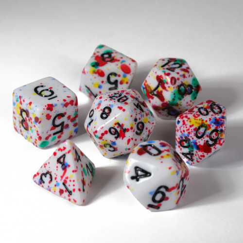 Dice and Gaming Accessories Polyhedral RPG Sets: White and Clear - Color Spray - Rainbow (7)