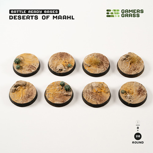 Basing Material and Textures: Battle Ready Bases: Deserts of Maahl - Round 28mm (x8)