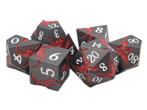 Dice and Gaming Accessories Polyhedral RPG Sets: Black and Grey - Soaring Dragon: Matte Black w/ Red - Metal (7) Dice and Gaming Accessories Polyhedral RPG Sets: Black and Grey - Soaring Dragon: Matte Black w/ Red - Metal (7)