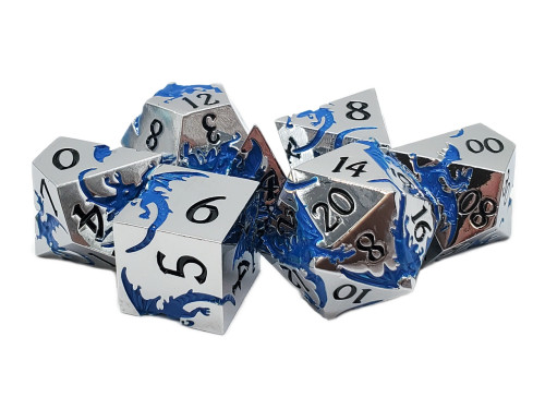 Dice and Gaming Accessories Polyhedral RPG Sets: Metal and Metallic - Soaring Dragon: Silver w/ Blue - Metal (7) Dice and Gaming Accessories Polyhedral RPG Sets: Metal and Metallic - Soaring Dragon: Silver w/ Blue - Metal (7)