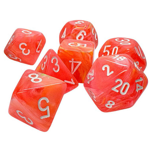 Dice and Gaming Accessories Polyhedral RPG Sets: Red and Orange - Mega-hedral Festive: Dahlia/White (7)