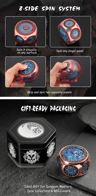 Dice and Gaming Accessories Other Gaming Accessories: Blue & Copper Octagon Spinner Dice
